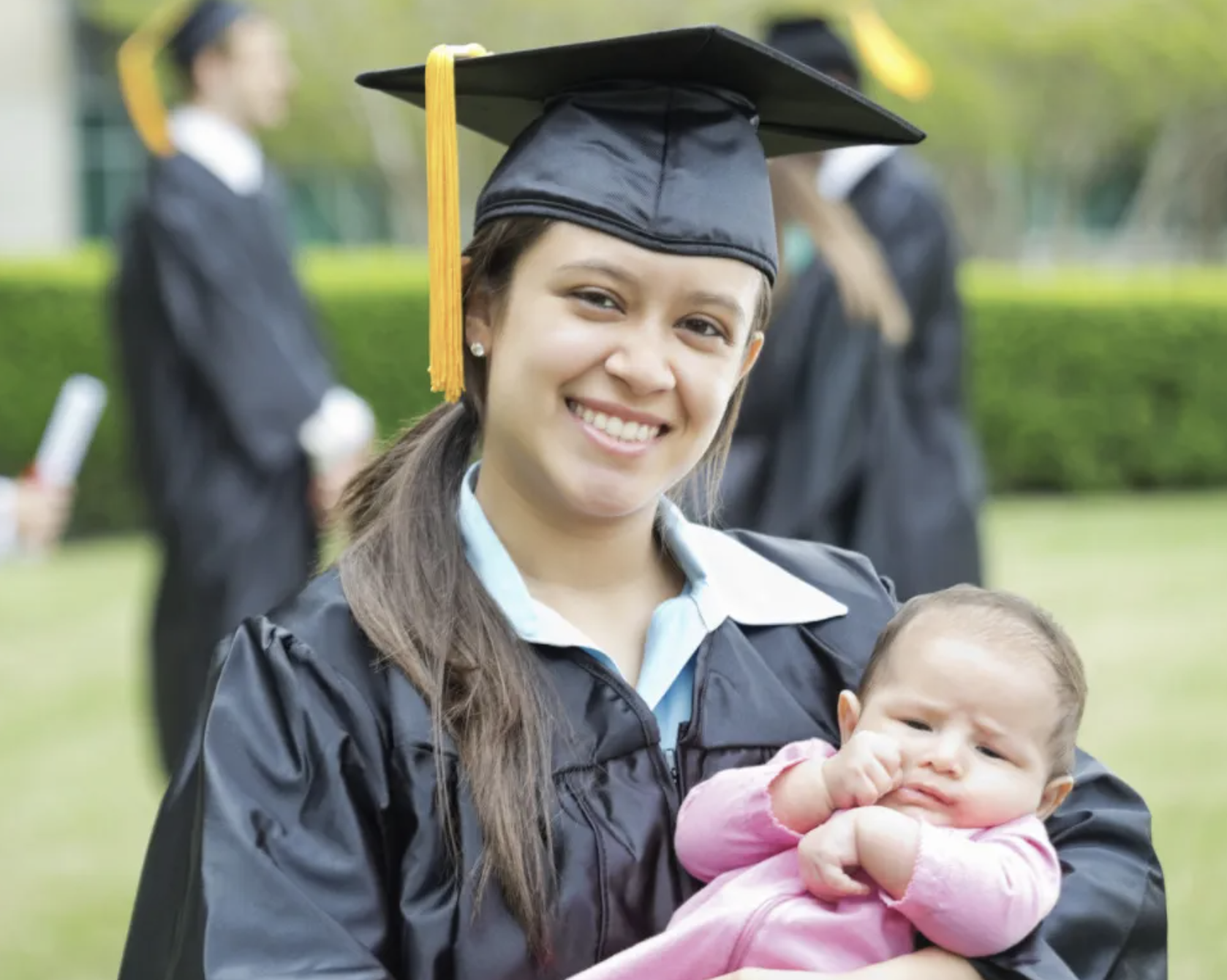 graduate mom with baby